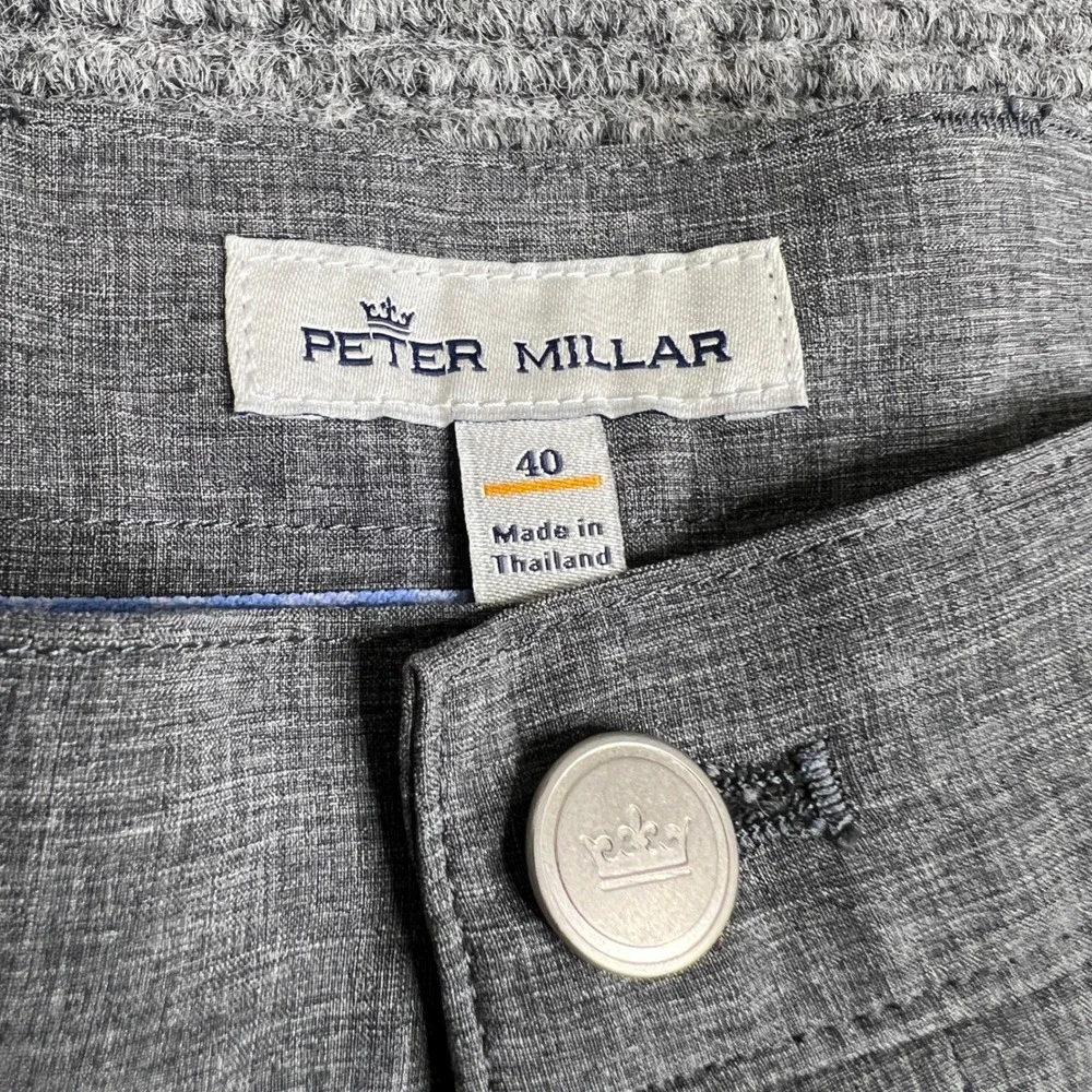 Peter Millar Mens Sz 40 Grey Performance Golf Shorts Stretch Flat Front Heather